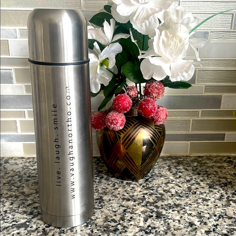 NWOT: Stainless Steel Thermos with Inspirational Quote Hot or Cold NEW